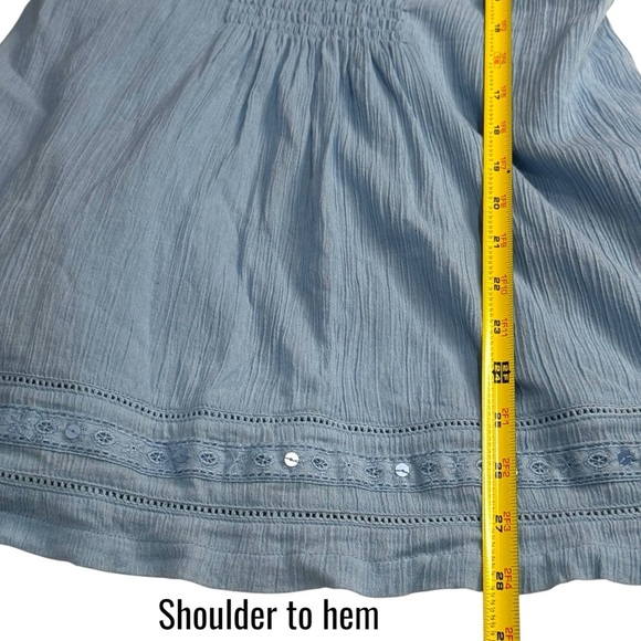 NEW Vintage Faded Glory Baby Blue Crepe Embroidered Cottagecore Tieback Tank 3X - Picture 10 of 10
